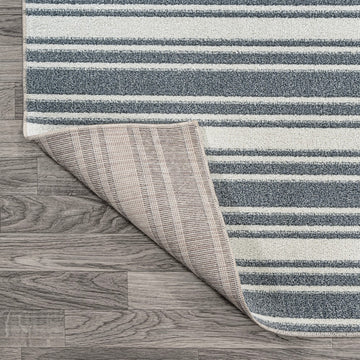 Fawning Two-tone Striped Classic Low-pile Machine-washable Area Rug